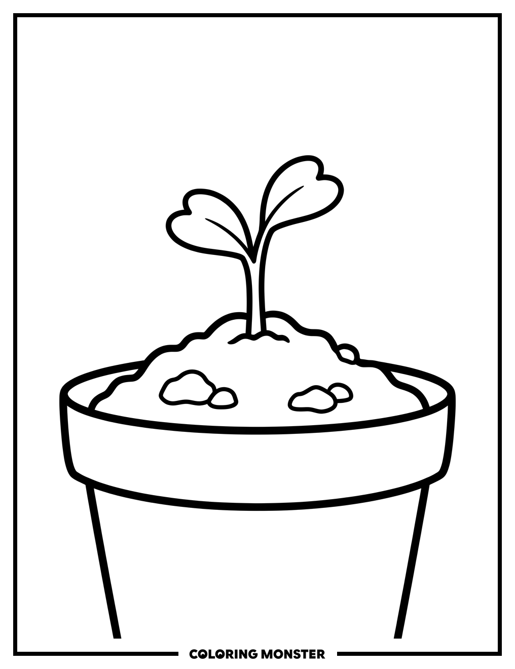 Tiny Seedling Growing from Soil Coloring Page