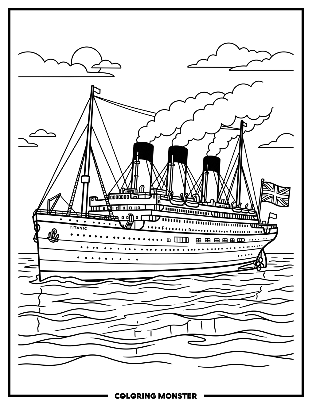 Titanic Sailing on Calm Seas Coloring Page