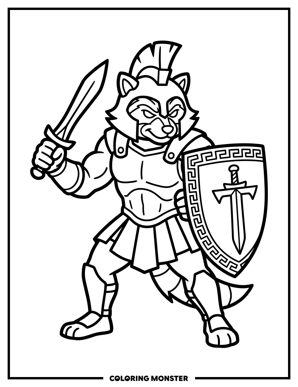 Titans Mascot with Sword and Shield Coloring Page