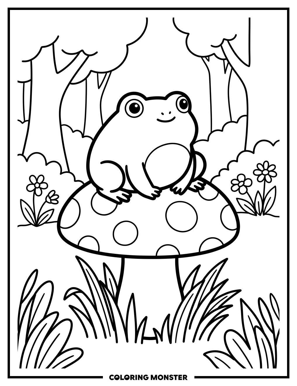 Toad on Mushroom Coloring Page