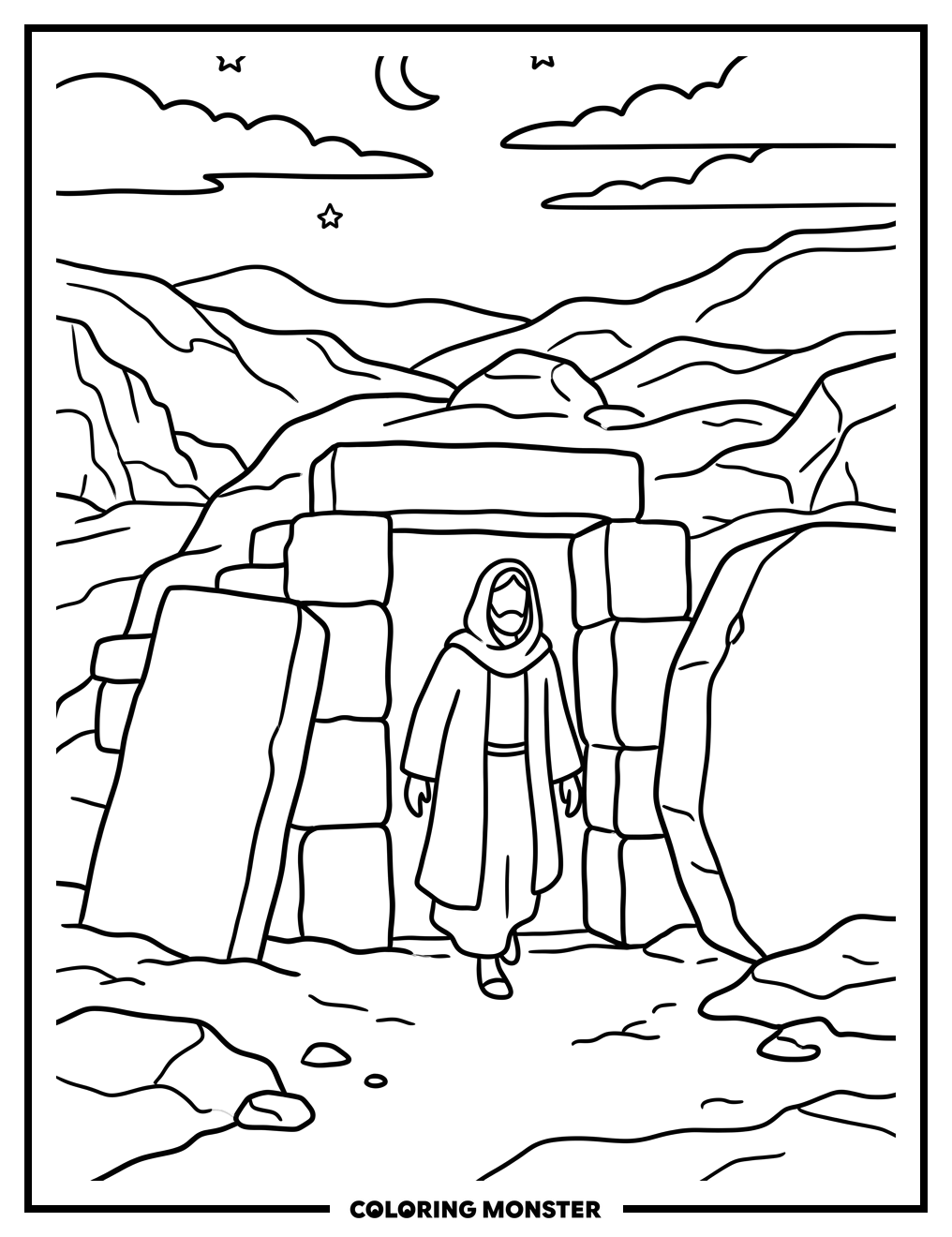 Tomb Emergence Coloring Page