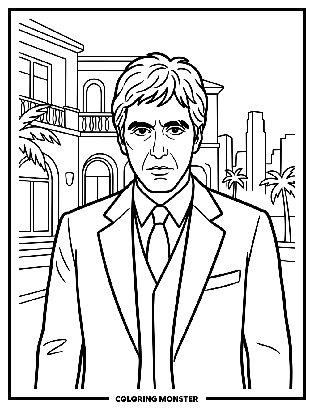 Tony Montana Portrait Coloring Page