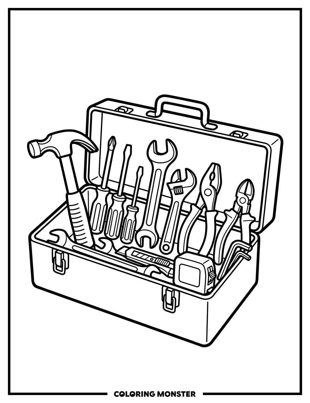 Toolbox Overflowing With Tools Coloring Page