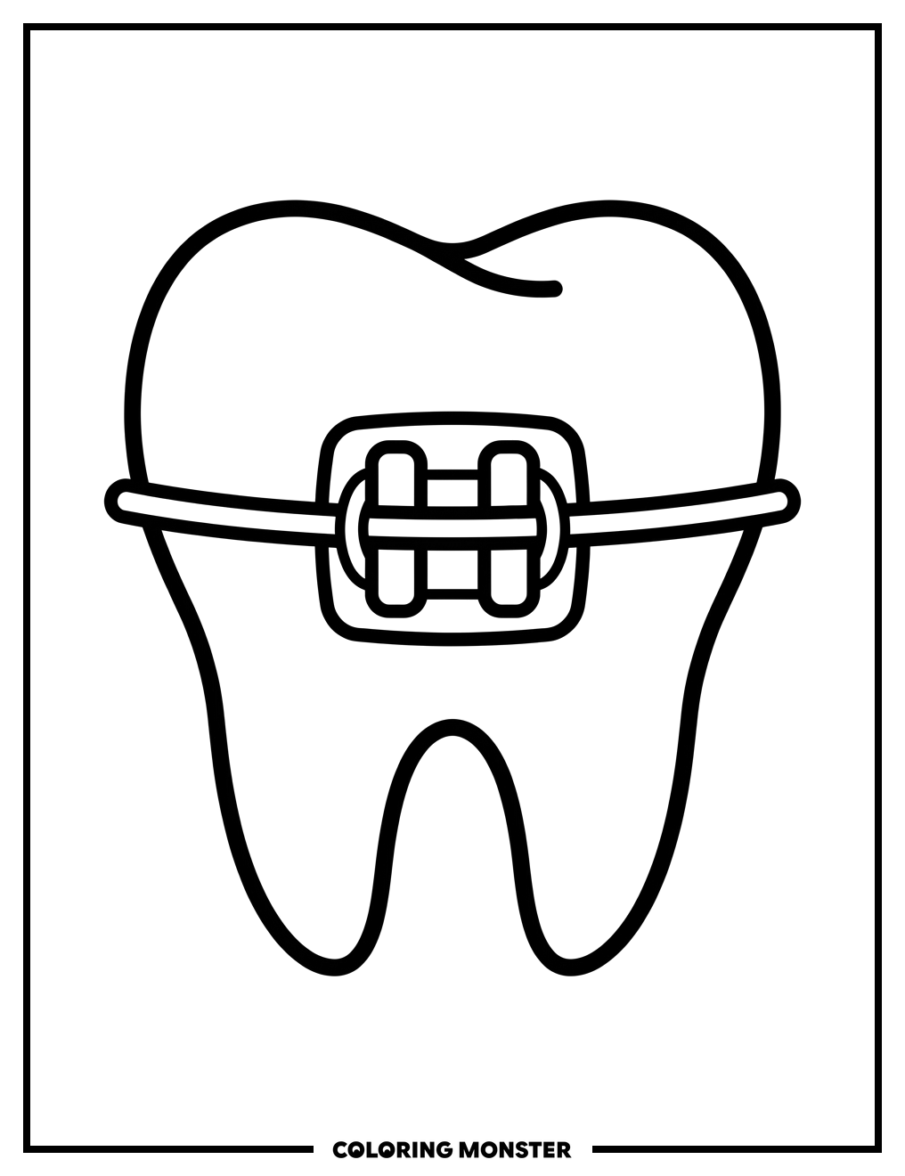 Tooth With Braces Coloring Page
