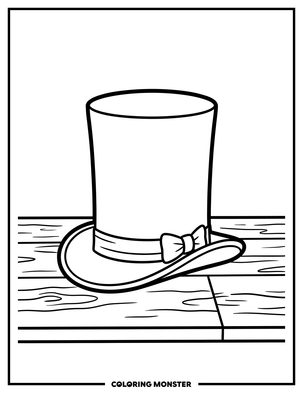 Top Hat on Table Coloring Page