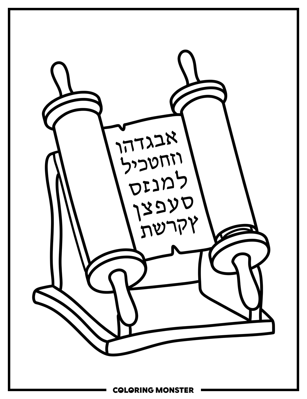 Torah Scroll on Stand Coloring Page