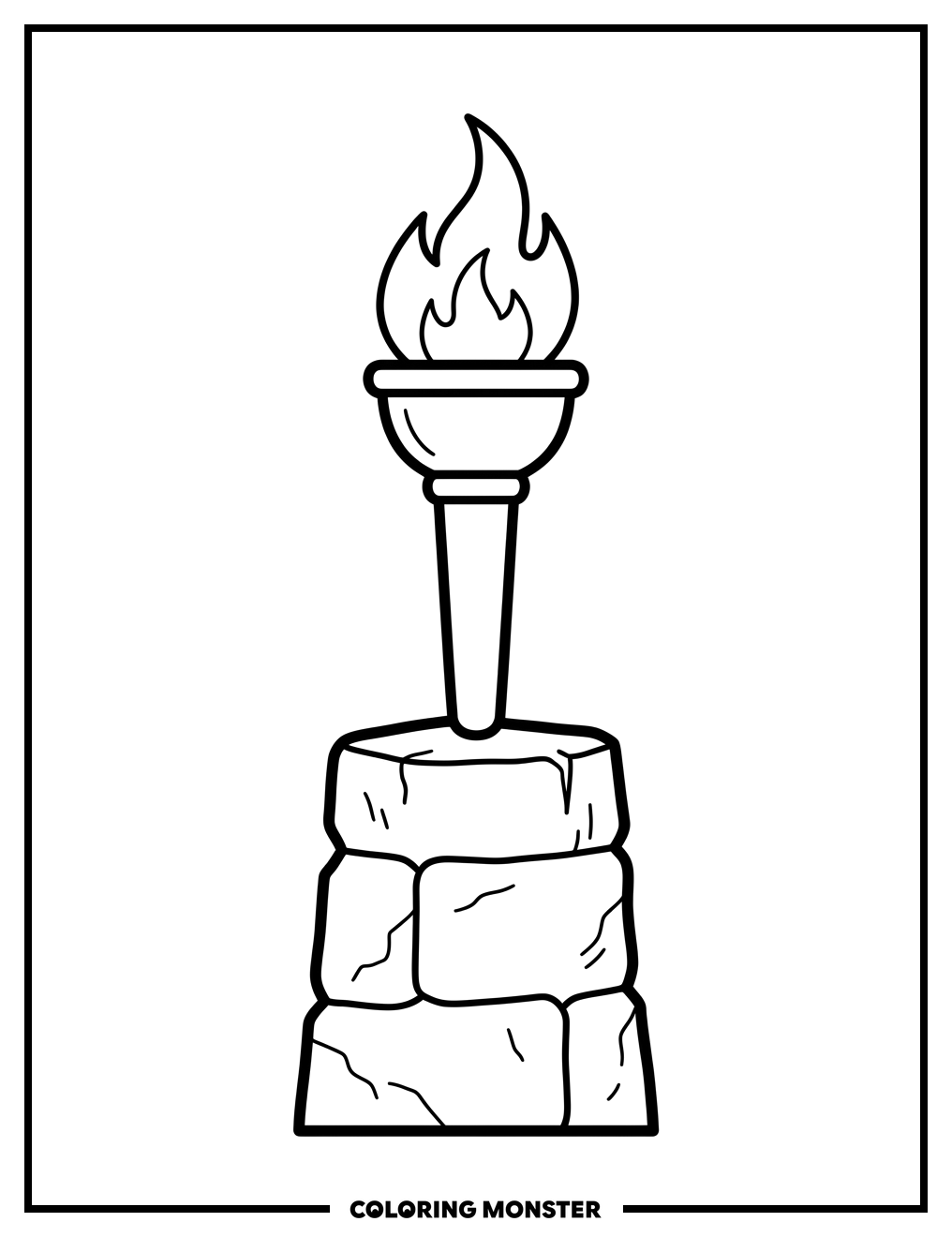 Torch With Flame Coloring Page