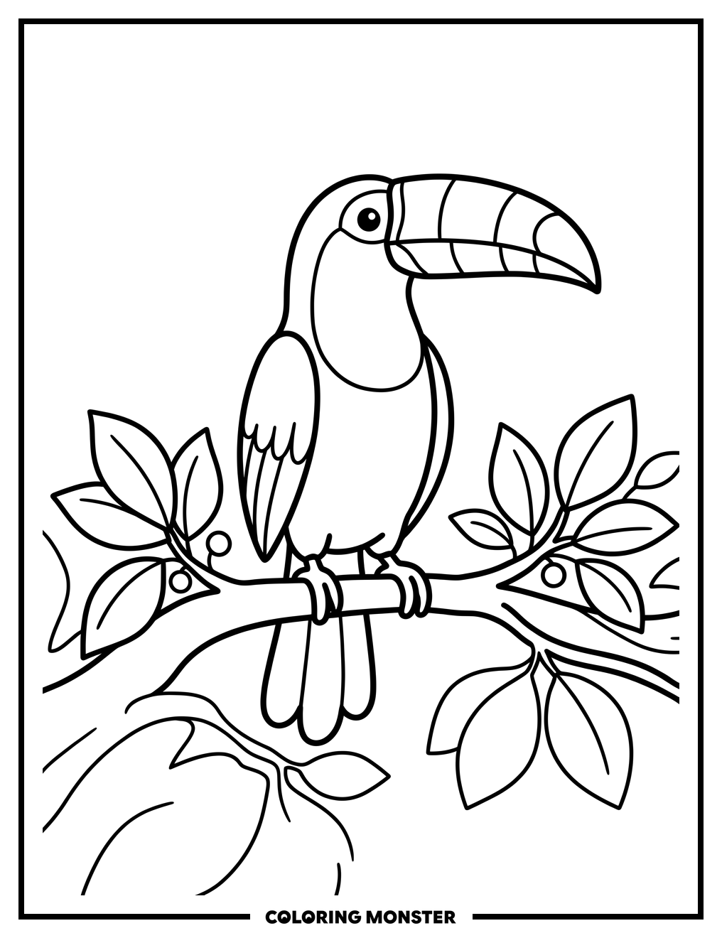 Toucan on a Branch Coloring Page