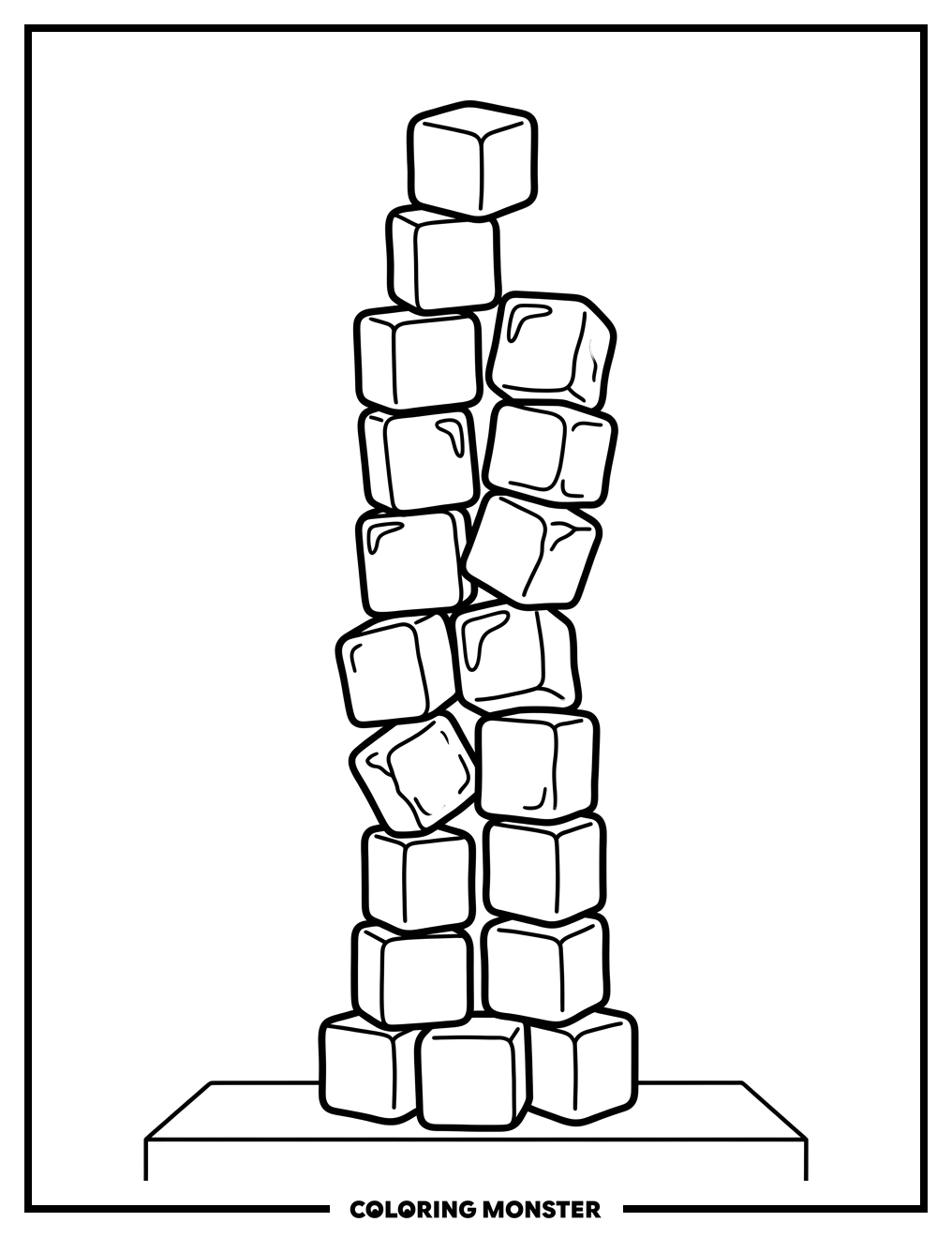 Tower of Ice Cubes Coloring Page