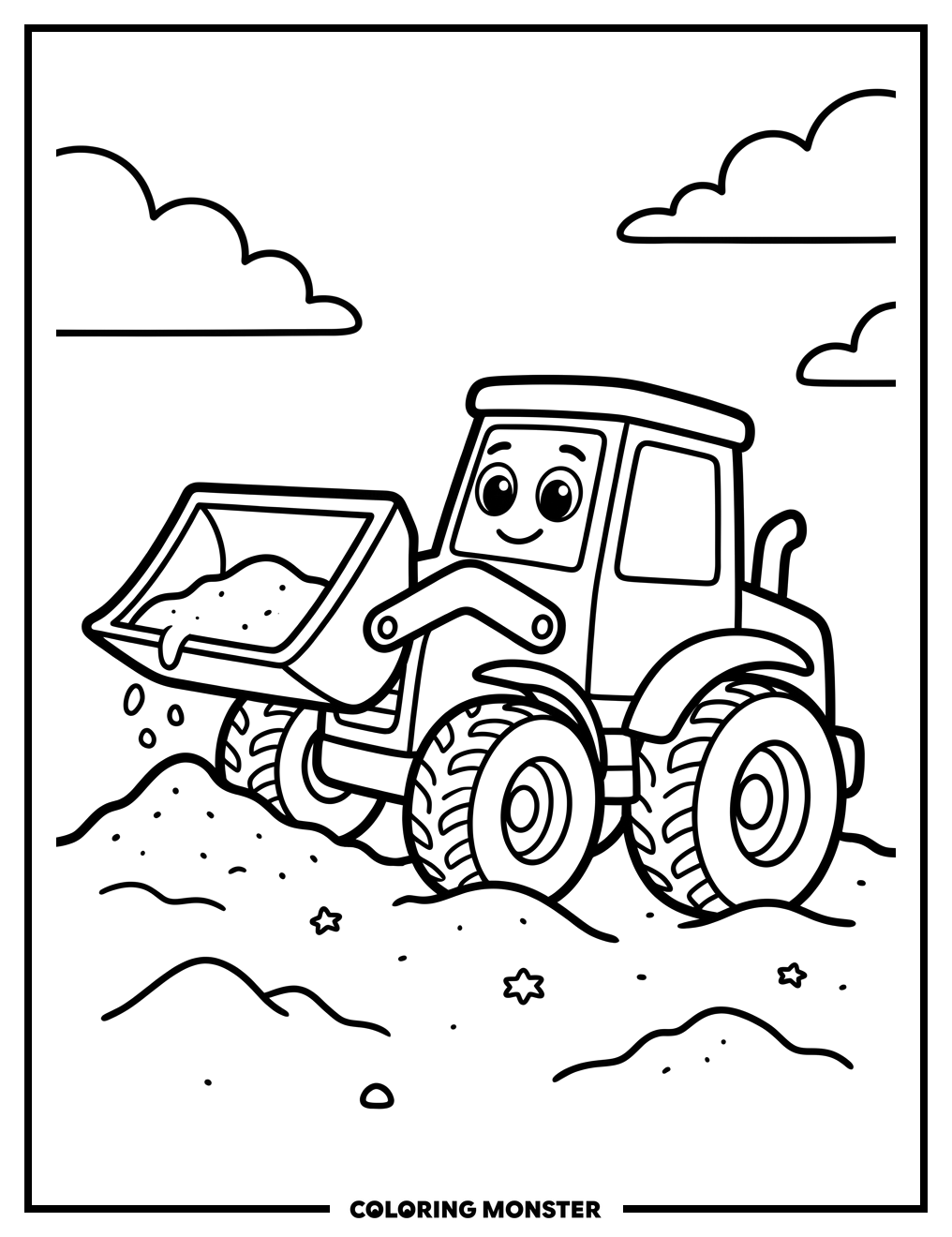 Toy Loader on Beach Coloring Page