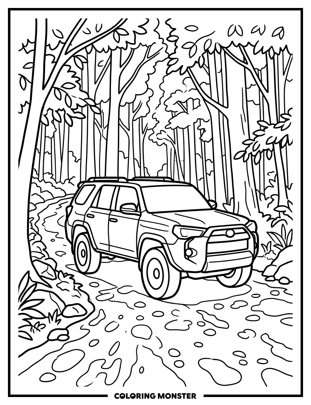 Toyota 4Runner in Forest Coloring Page
