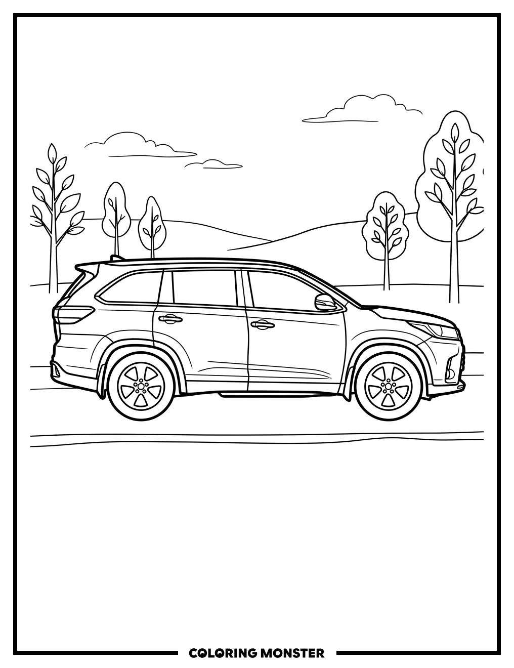 Toyota Highlander SUV Coloring Page