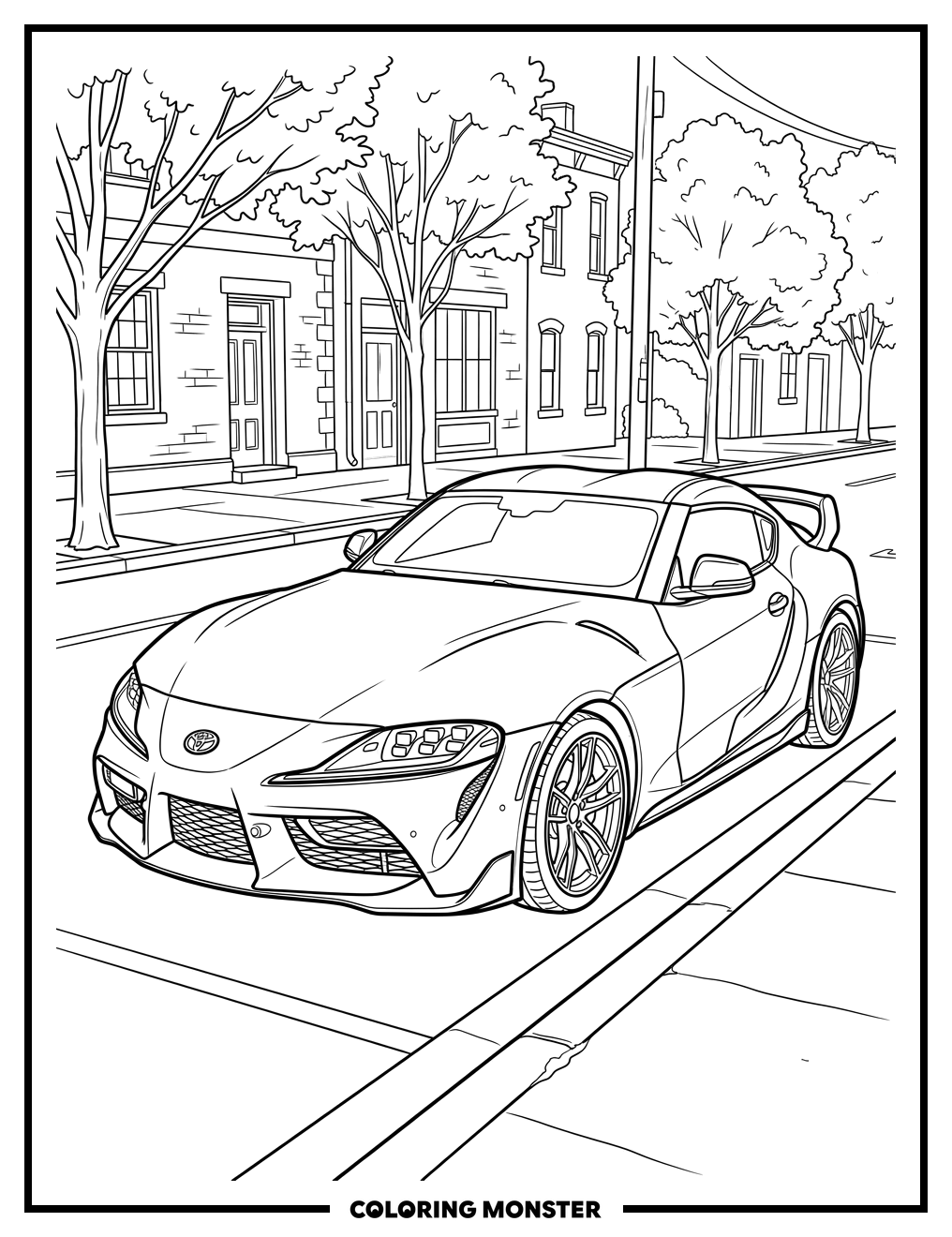 Toyota Supra Sports Car Coloring Page