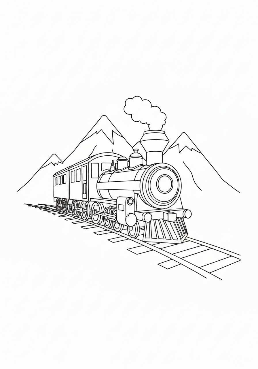 Train Chugging Through The Mountains