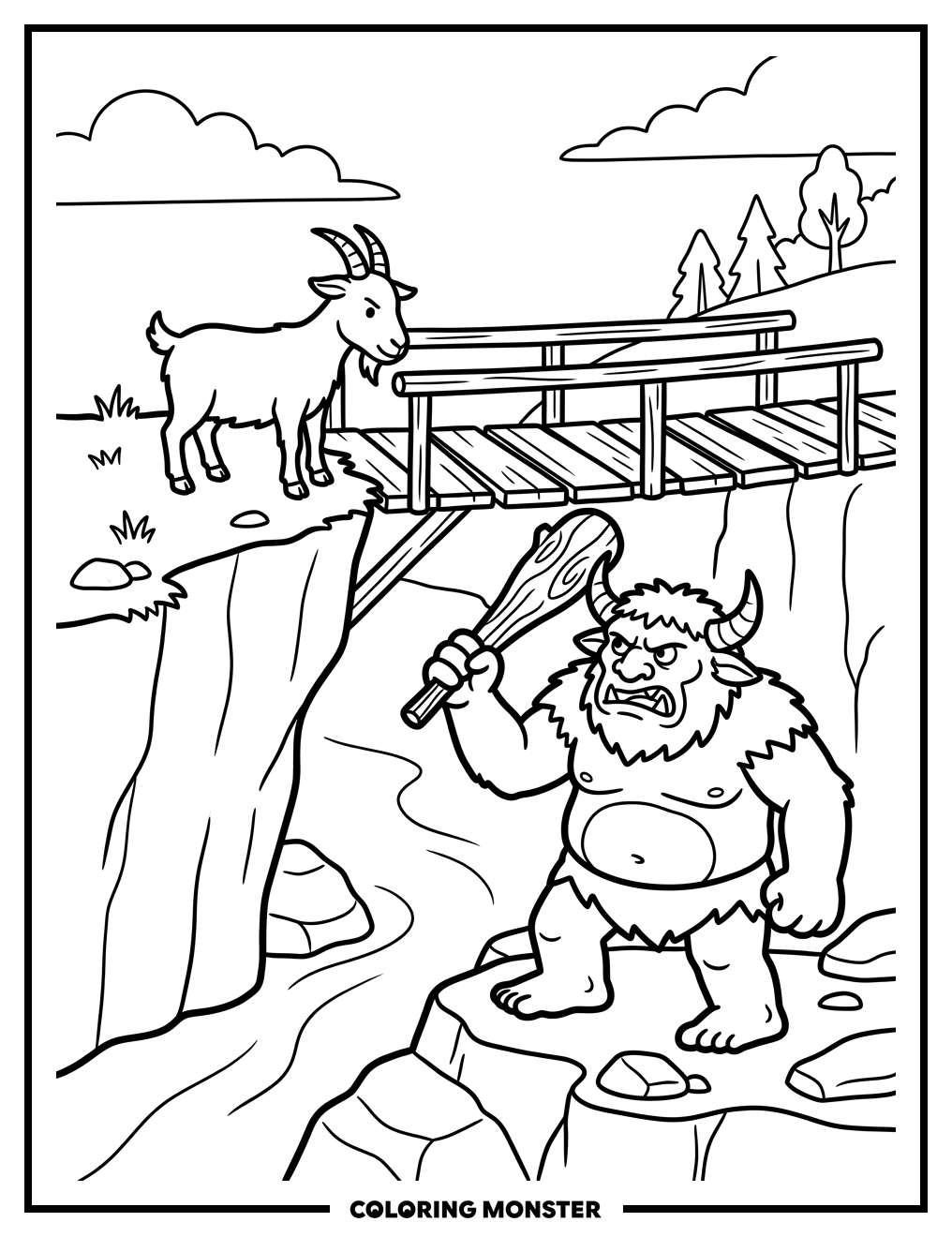 Troll Under the Bridge Coloring Page