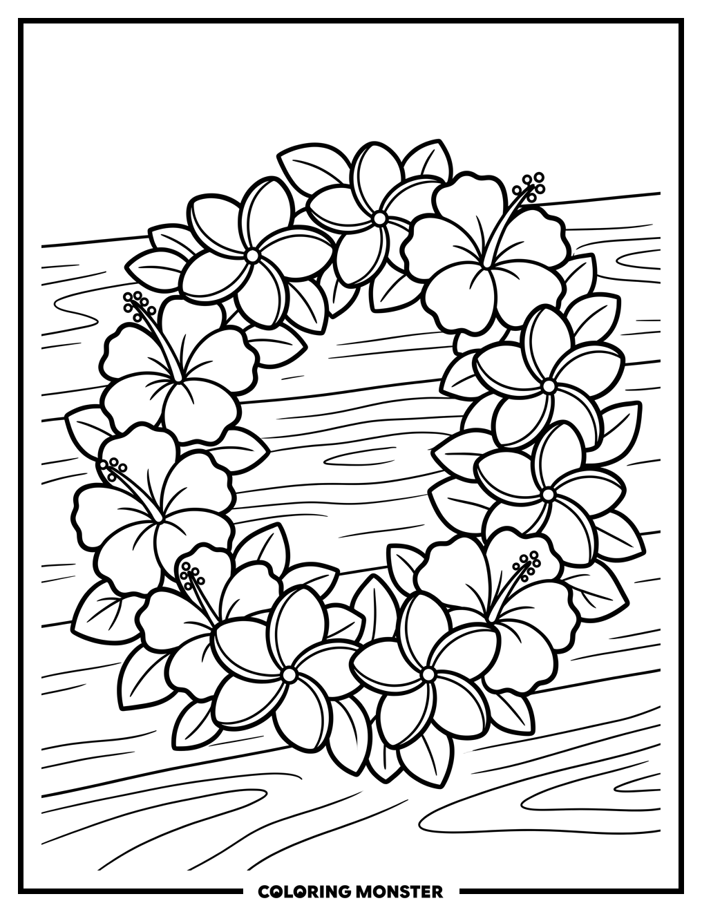 Tropical Flower Lei Coloring Page