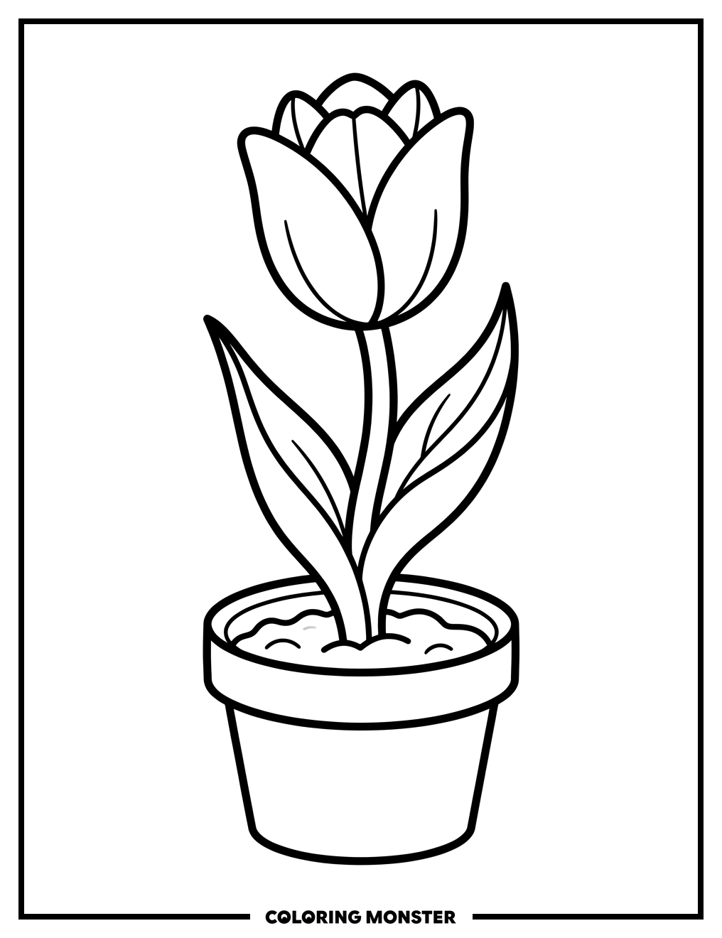 Tulip in a Pot Coloring Page