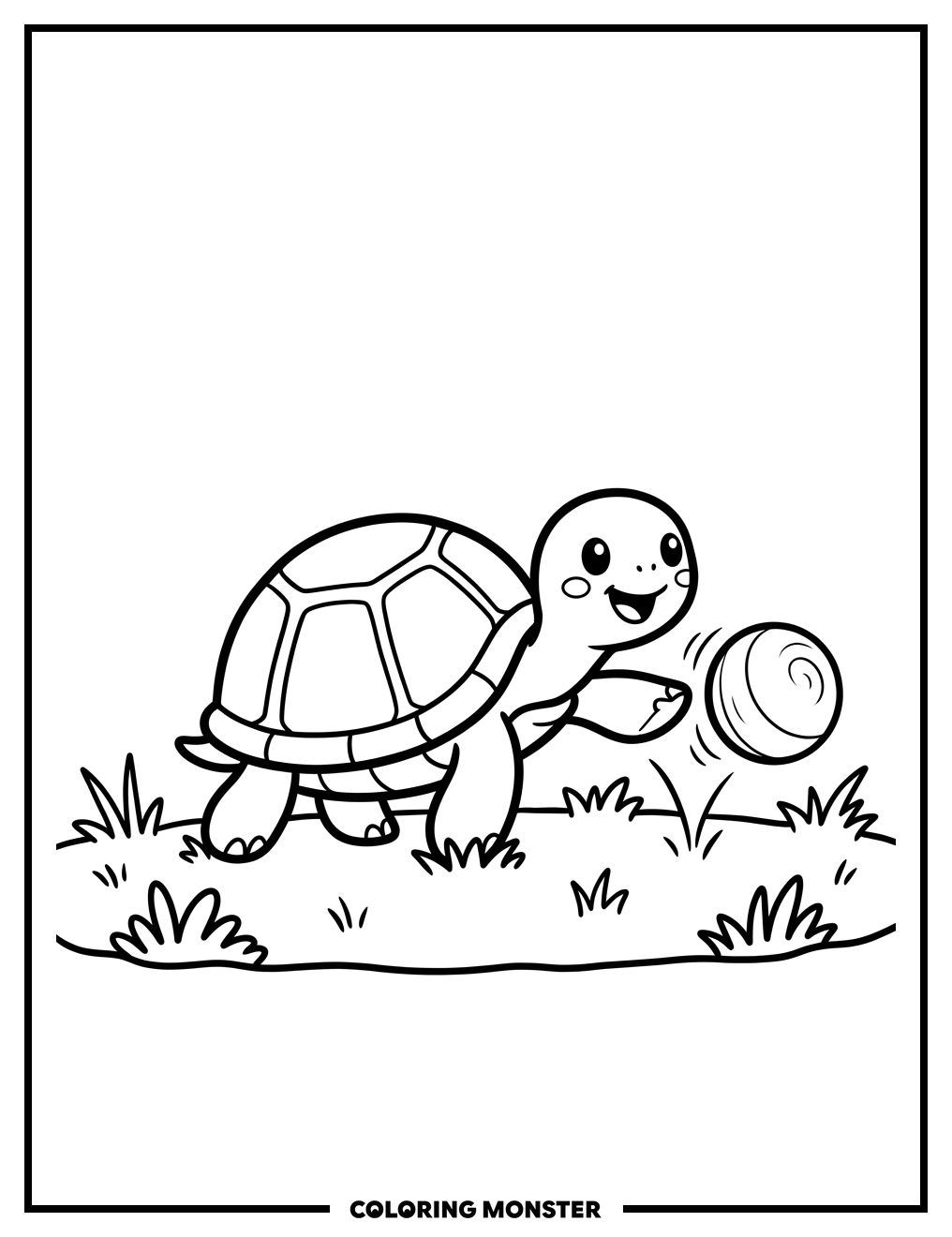 Turtle Plays With Ball Coloring Page