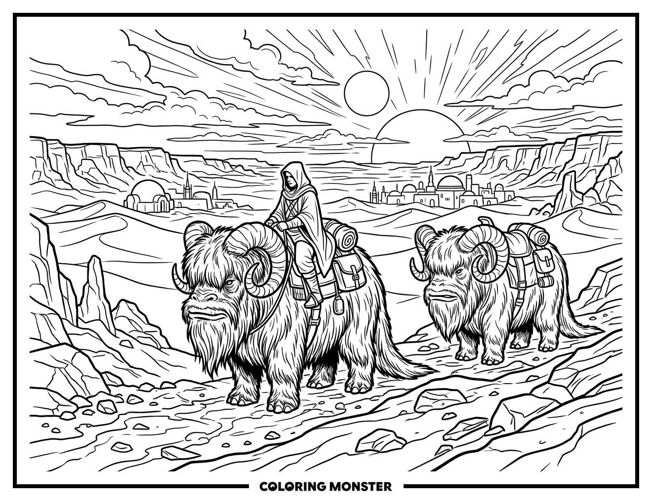 Tusken Raiders at Sunset Coloring Page