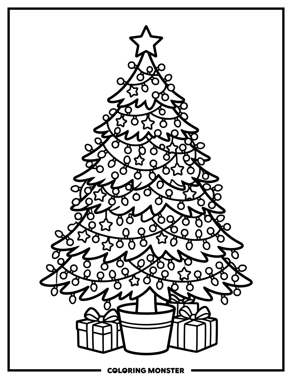 Twinkling Christmas Tree Coloring Page