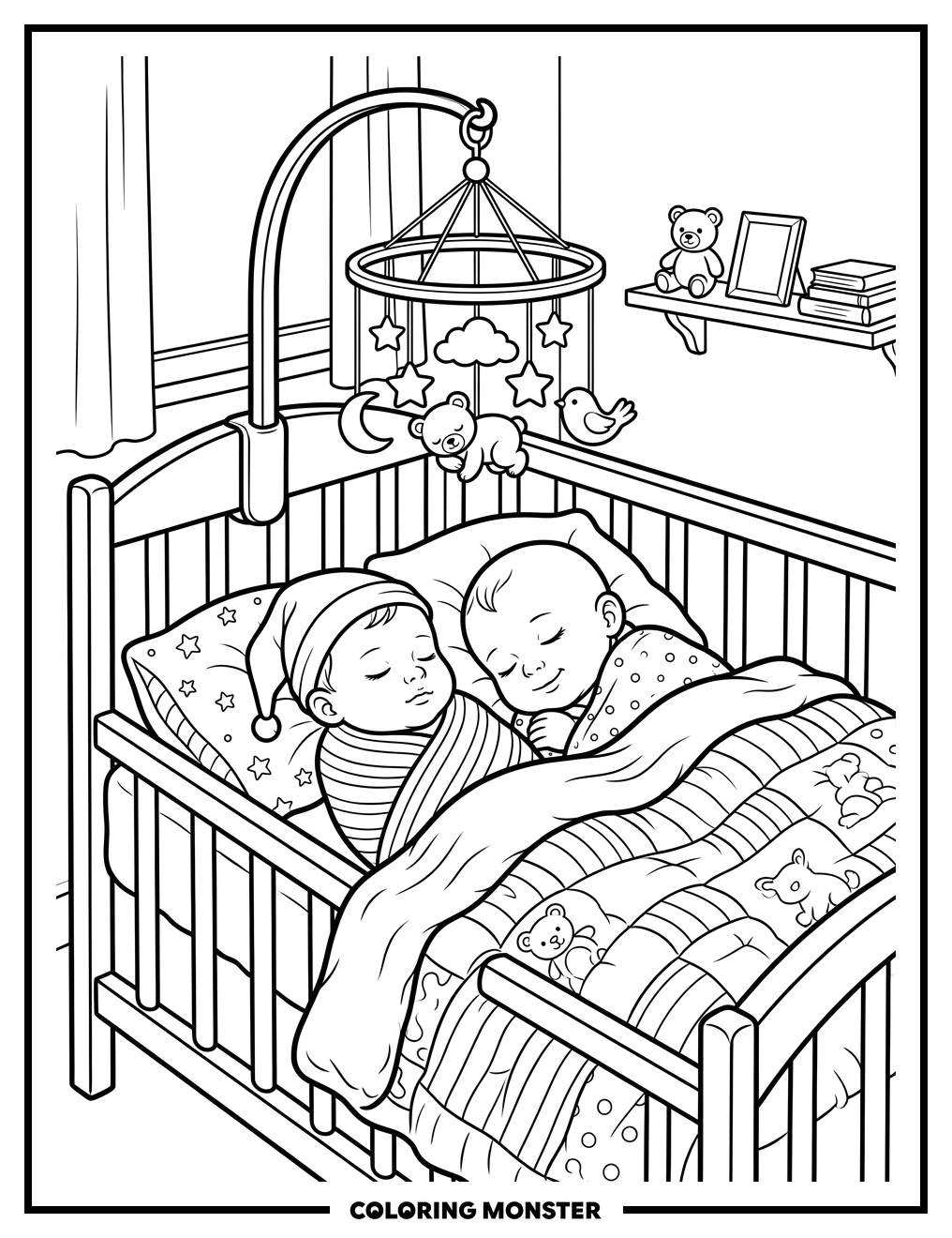Two Babies Sleeping in Crib