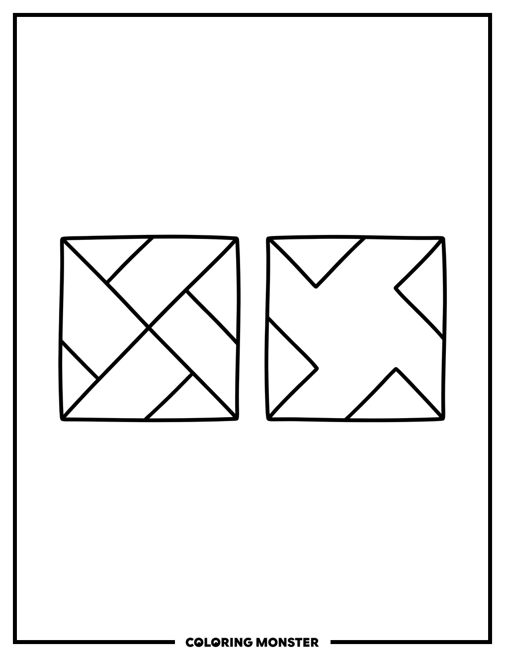 Two Folded Paper Tiles Coloring Page