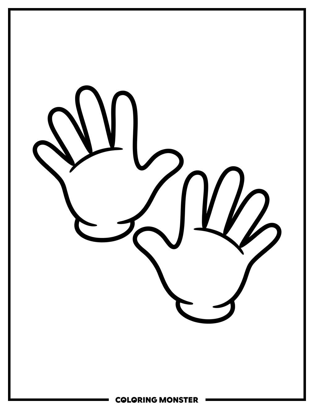 Two Hands High Five Coloring Page