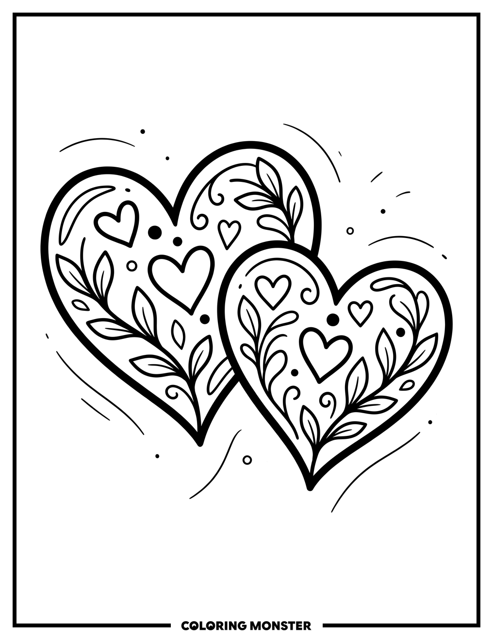 Two Hearts on Valentine's Day Coloring Page