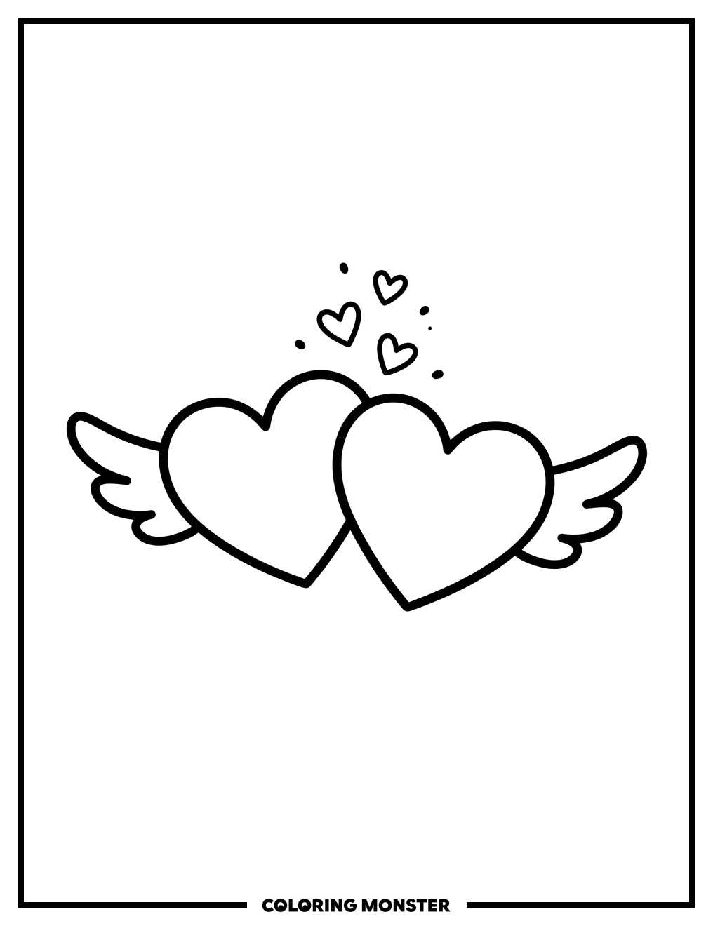Two Hearts Together Coloring Page