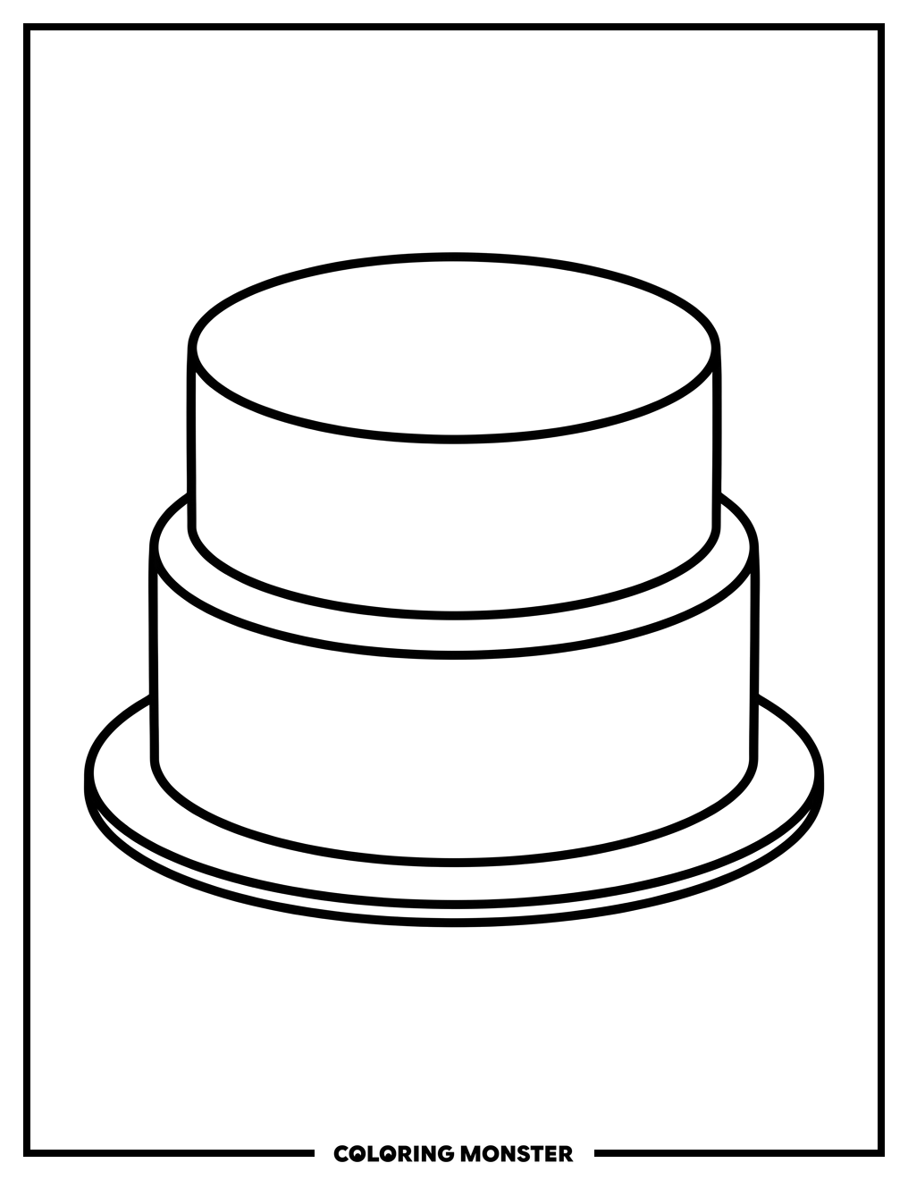 Two-Layer Cake on Plate Coloring Page