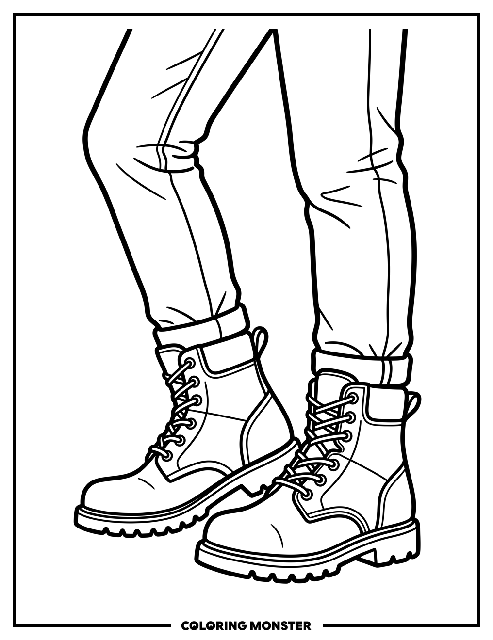 Two Legs in Detailed Boots Coloring Page