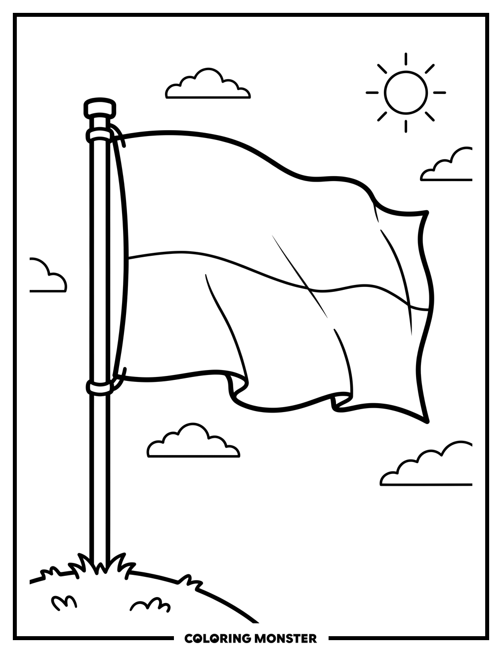Ukrainian Flag Waving Coloring Page
