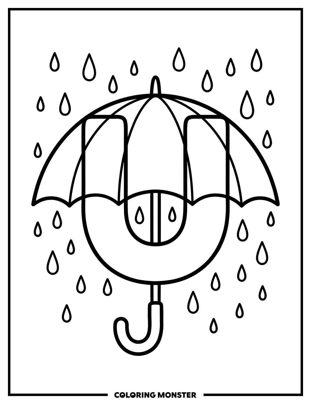 Umbrella Letter U Coloring Page