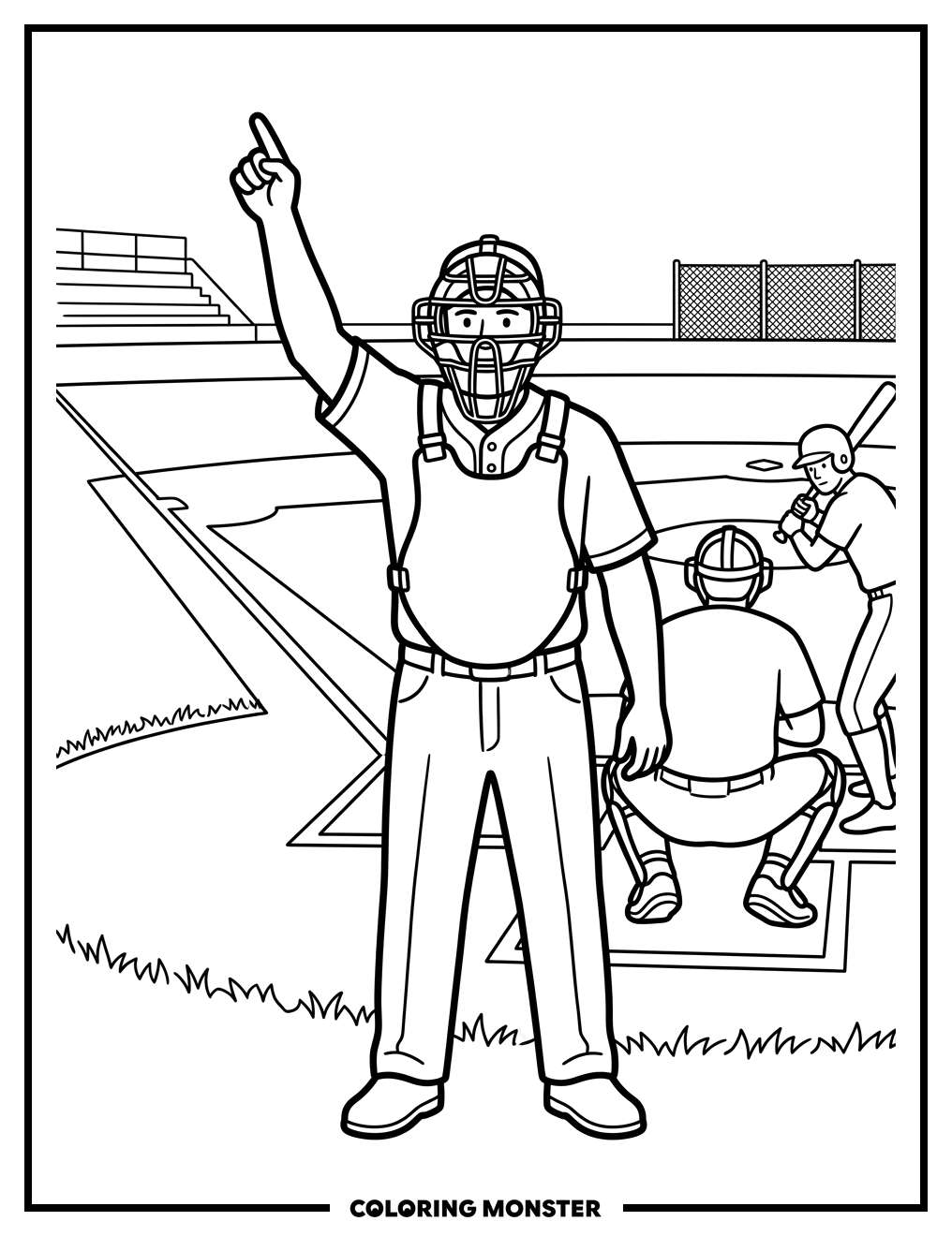 Umpire Calls Strike Coloring Page