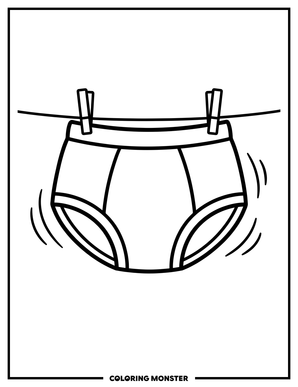 Underpants on Clothesline Coloring Page
