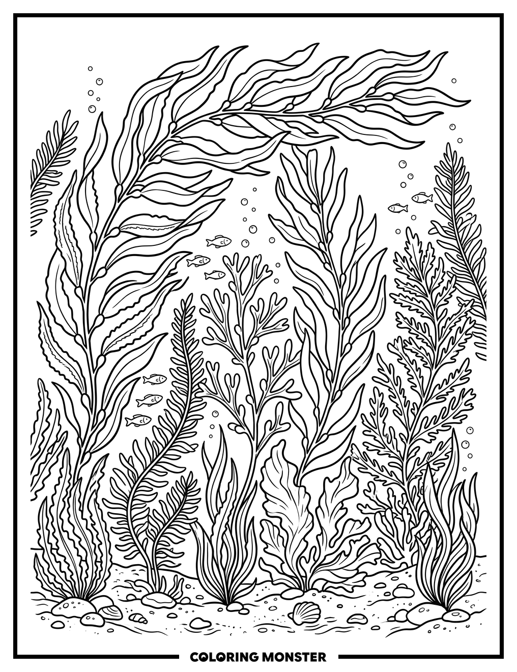 Underwater Seaweed Garden Coloring Page