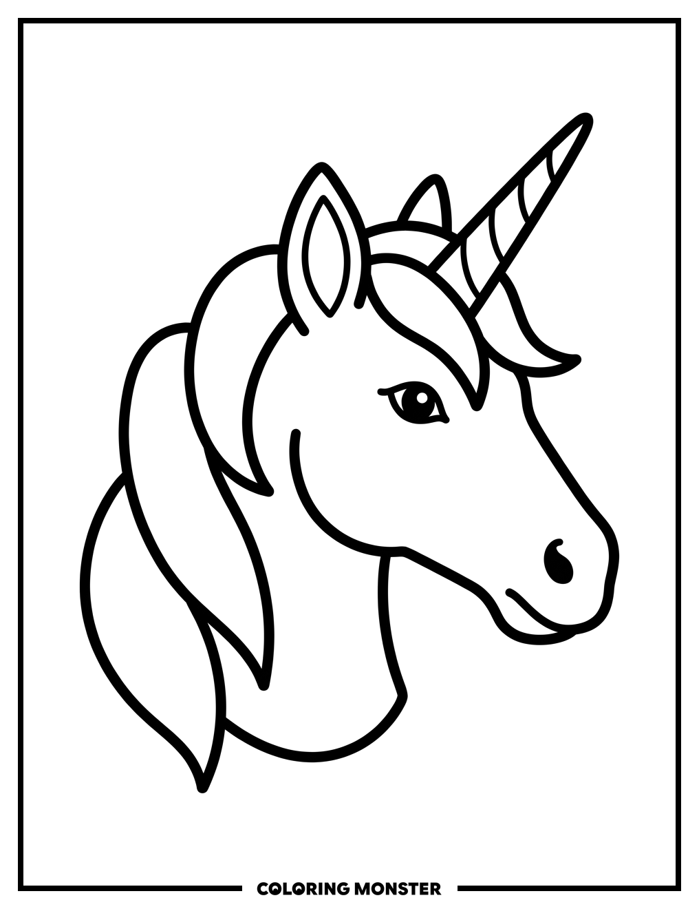 Unicorn in Floral Meadow Coloring Page