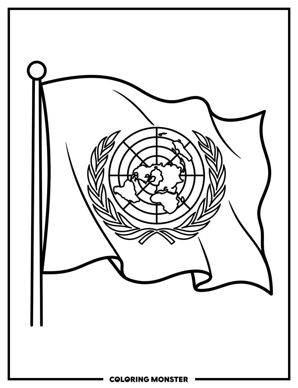 United Nations Flag Waving Coloring Page