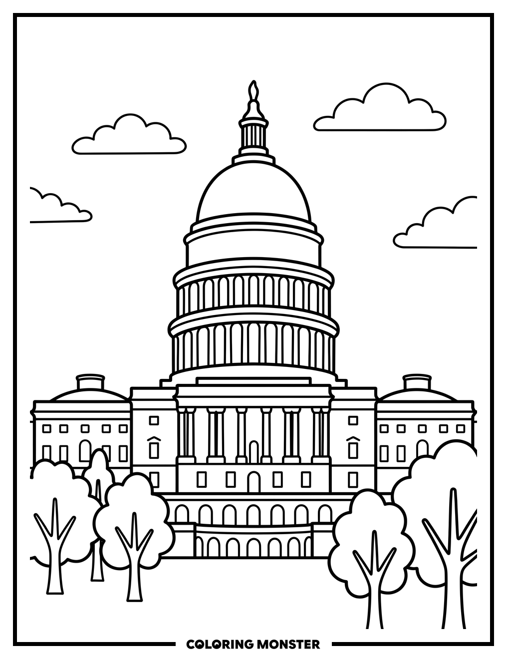 United States Capitol Building Coloring Page