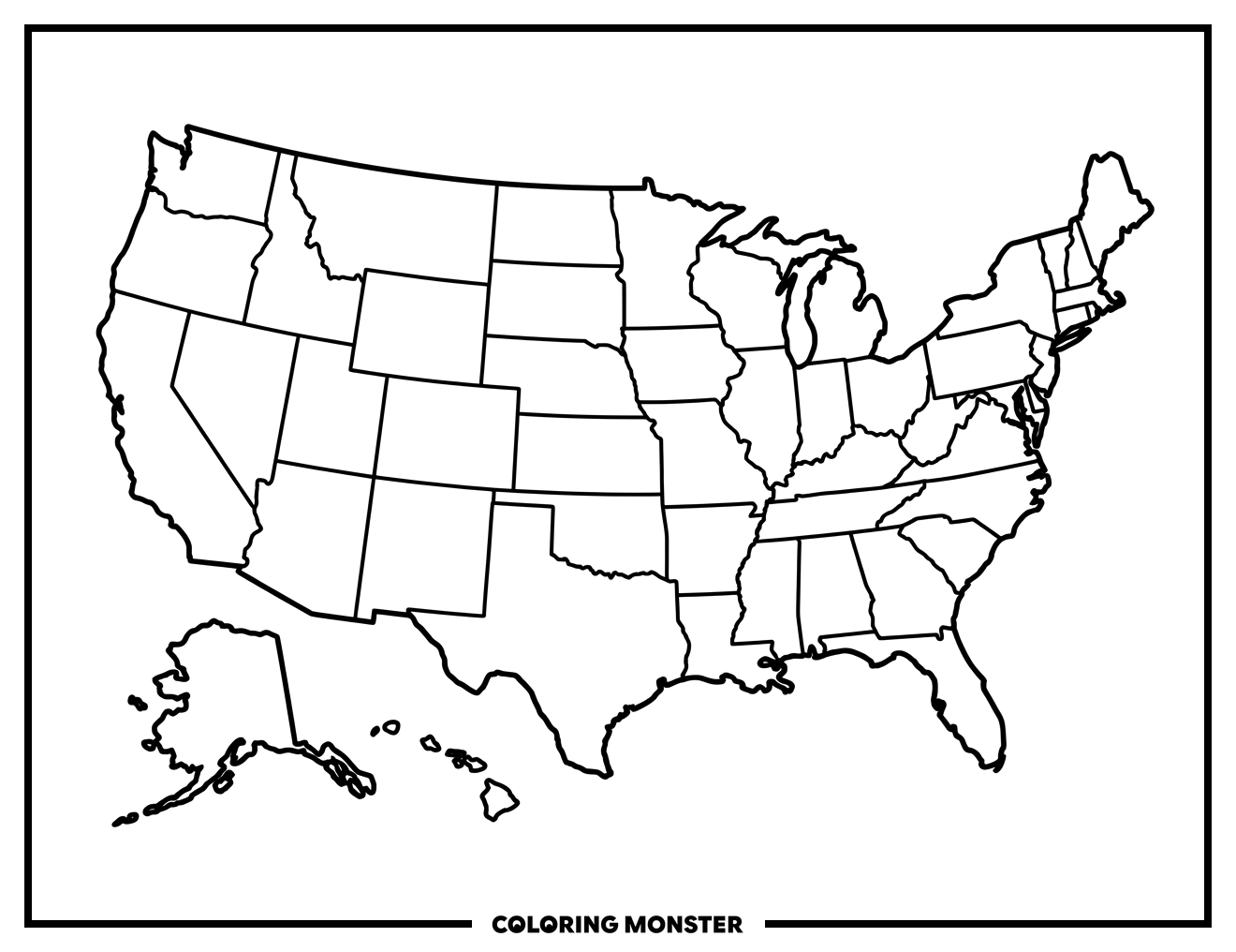 United States Map Outline Coloring Page