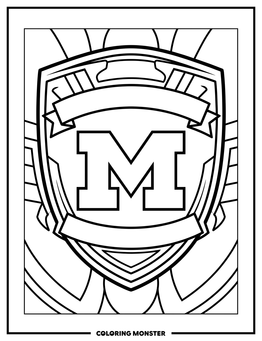 University of Michigan Shield Emblem Coloring Page
