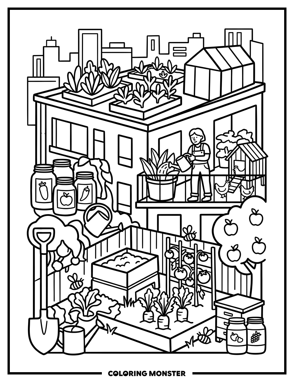Urban Homestead Garden Patch Coloring Page