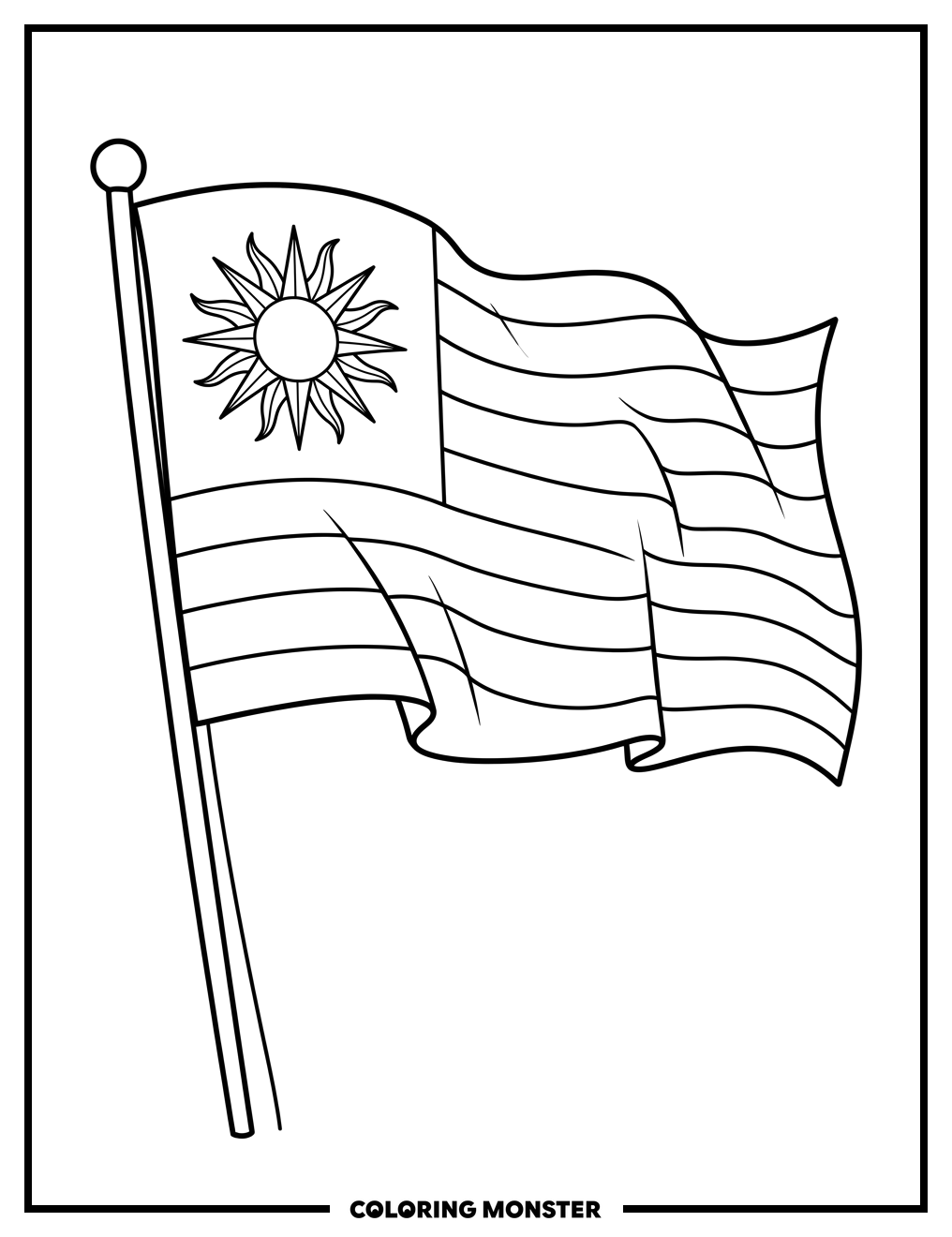Uruguayan Flag Waving Coloring Page