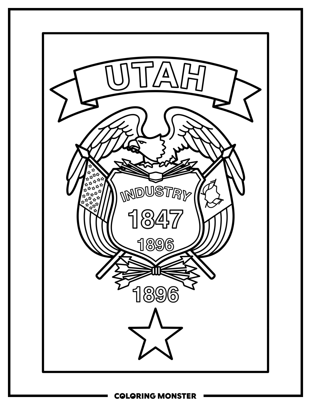 Utah State Flag Coloring Page