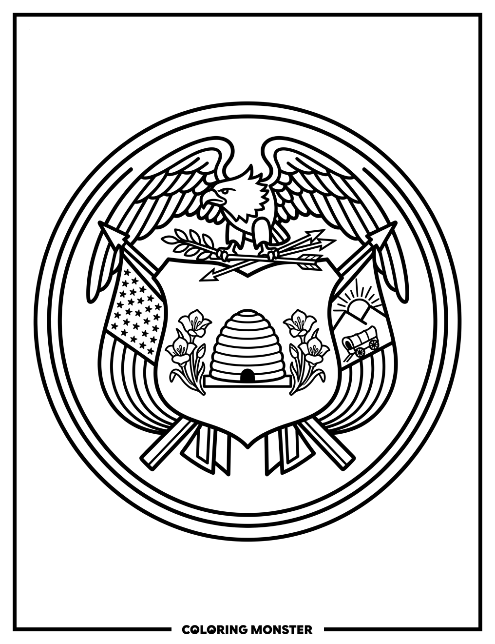 Utah State Seal Coloring Page