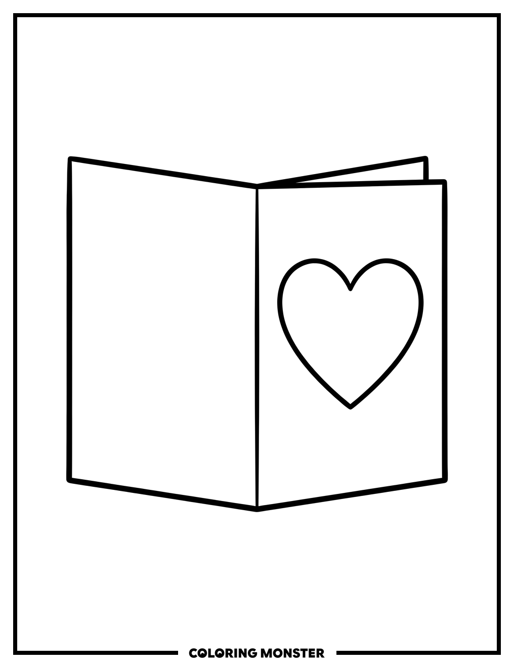 Valentine's Card with Heart Coloring Page