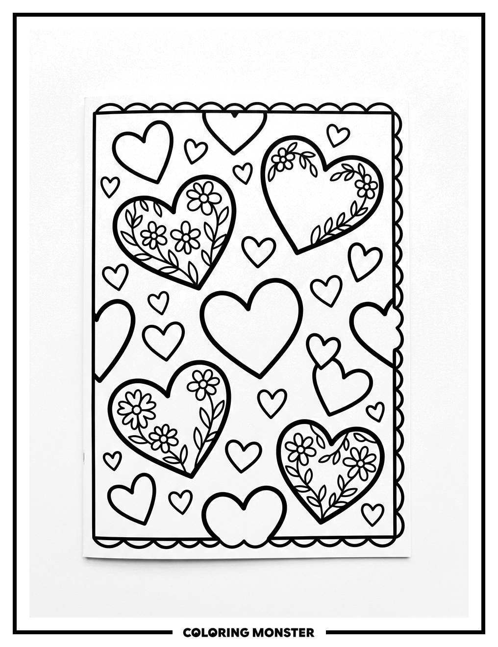 Valentine's Day Card With Hearts Coloring Page