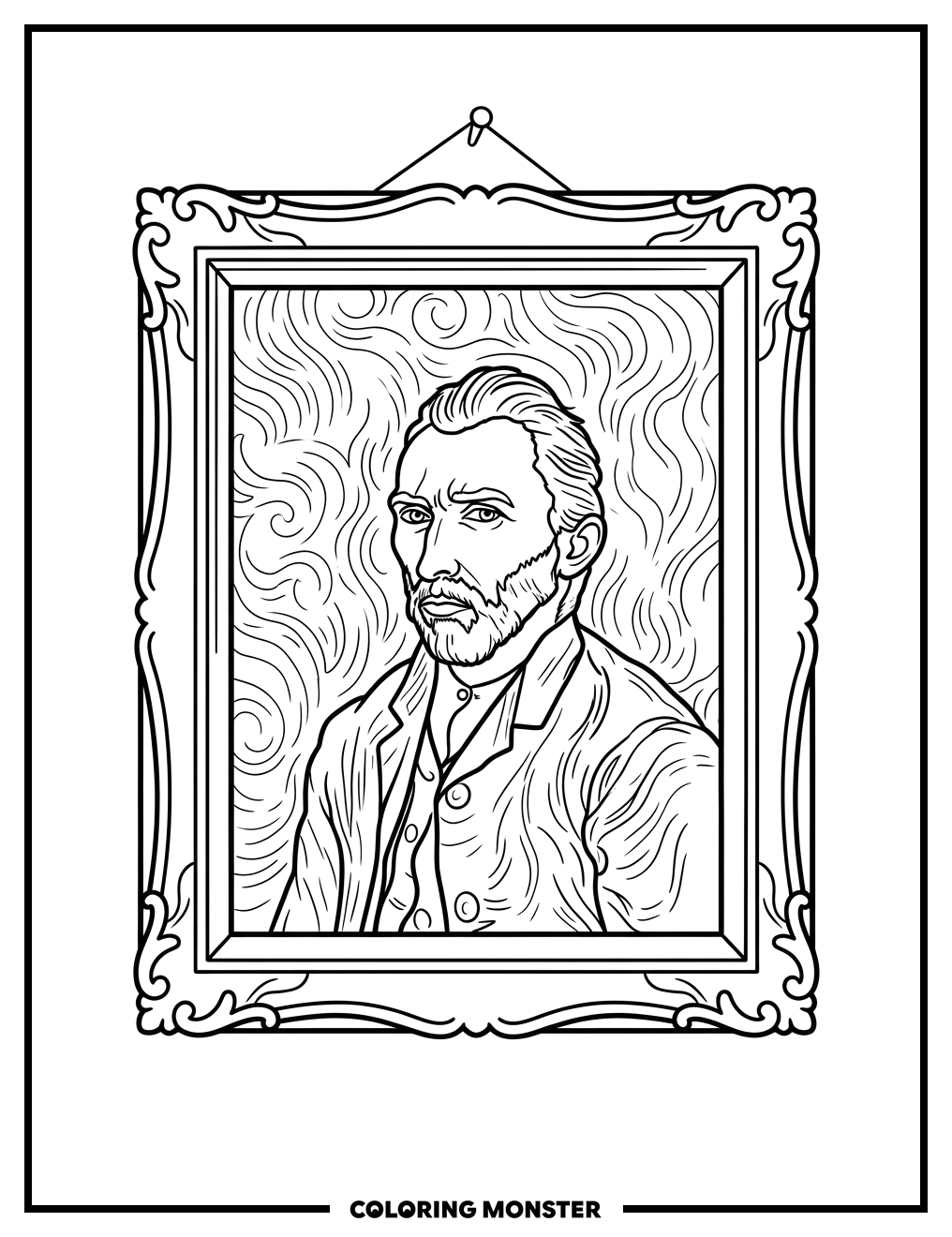 Van Gogh Self-Portrait Painting Coloring Page