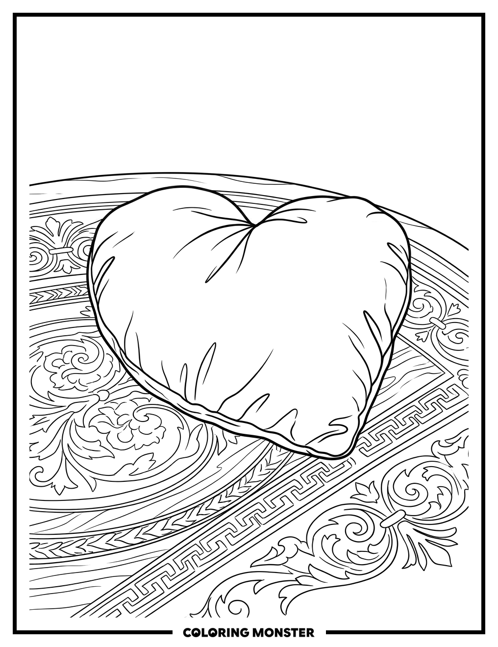 Velvet Heart on Wood Coloring Page