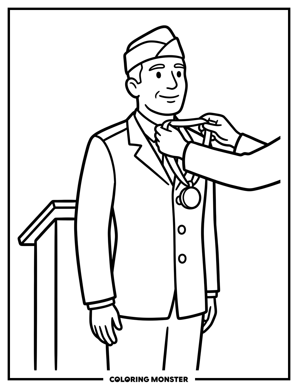 Veteran Receives Medal Coloring Page